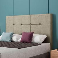 Cabeceira Estofada King 195 Cm Safira Veludo Bege - 2