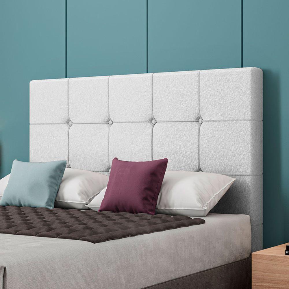 Cabeceira Estofada King 195 Cm Safira Corino Branco - 2