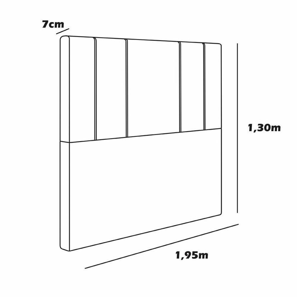 Cabeceira Estofada King 195 Cm Rubi Veludo Bege - 3