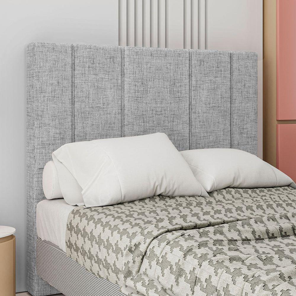 Cabeceira Estofada King 195 Cm Rubi Linho Cinza - 1