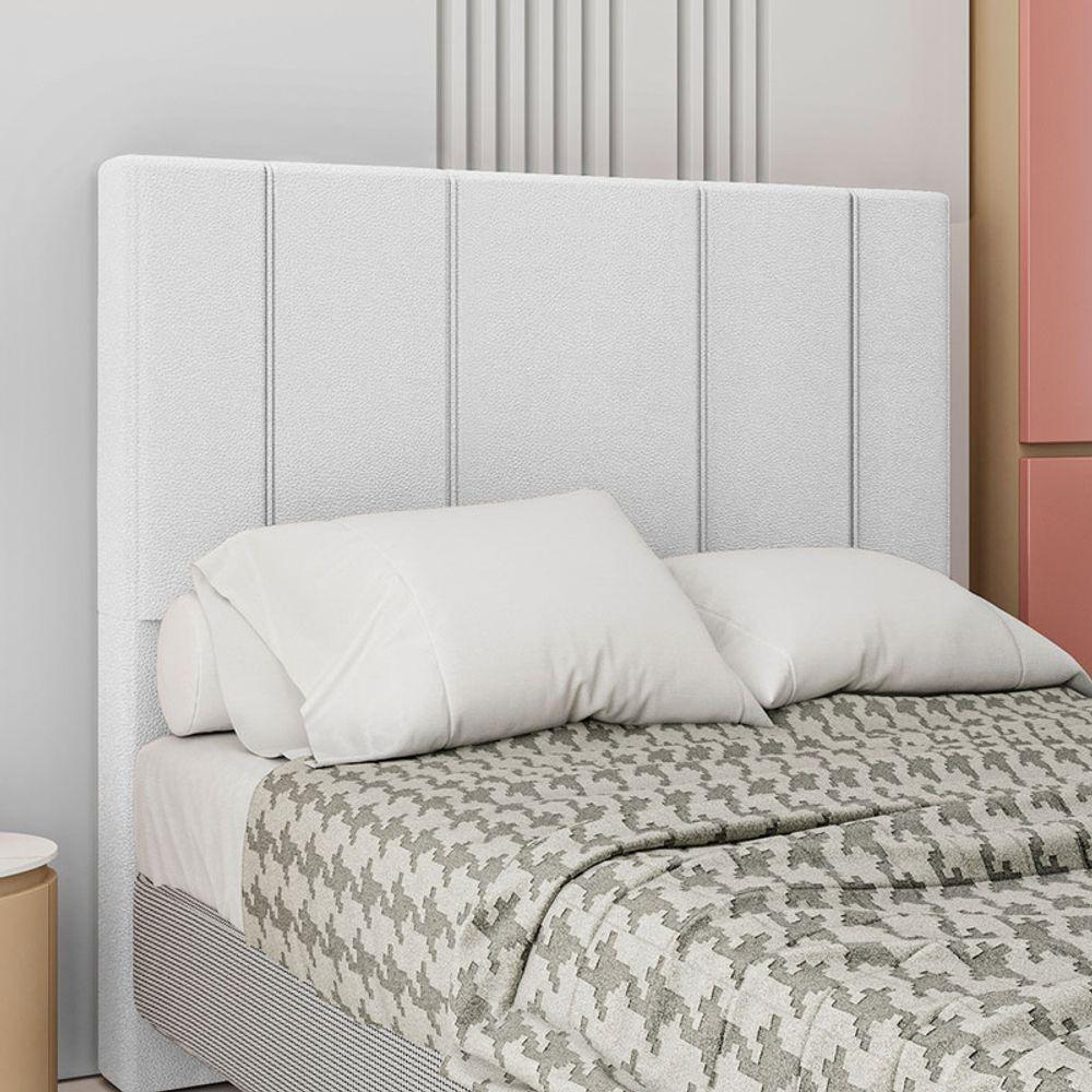 Cabeceira Estofada King 195 Cm Rubi Corino Branco - 1