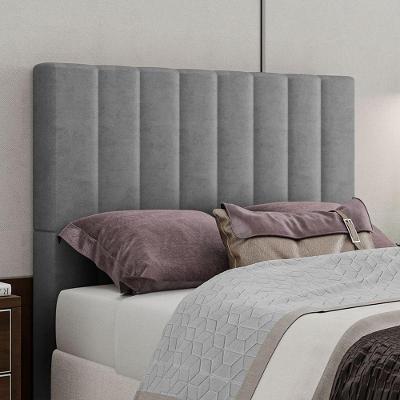 Cabeceira Estofada King 195 Cm Esmeralda Veludo Cinza
