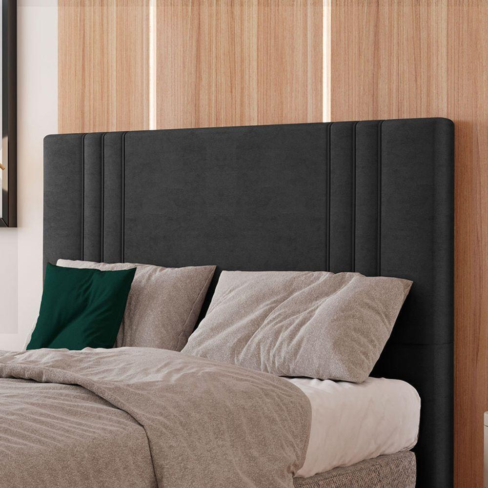 Cabeceira Estofada King 195 Cm Diamante Veludo Preto - 1