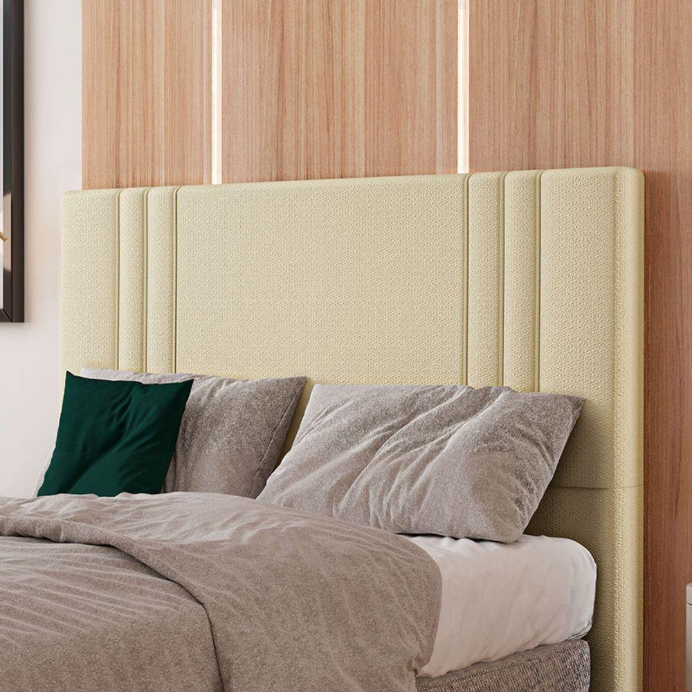 Cabeceira Estofada King 195 Cm Diamante Linho Creme - 1