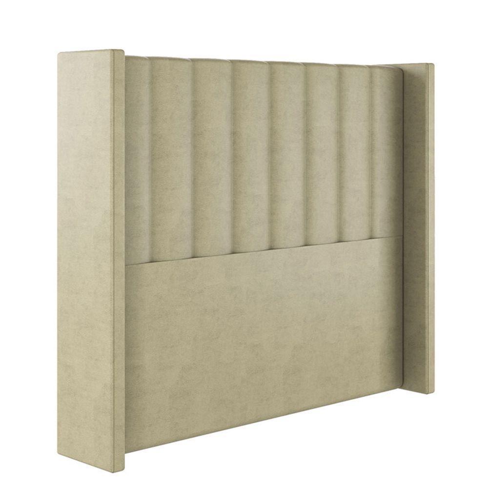 Cabeceira Estofada King 195 Cm Turquesa Veludo Bege - 1