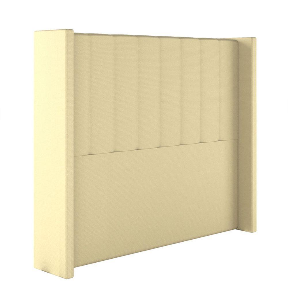 Cabeceira Estofada Queen 160 Cm Turquesa Linho Creme - 1