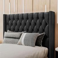 Cabeceira Estofada Queen 160 Cm Pérola Veludo Preto - 1