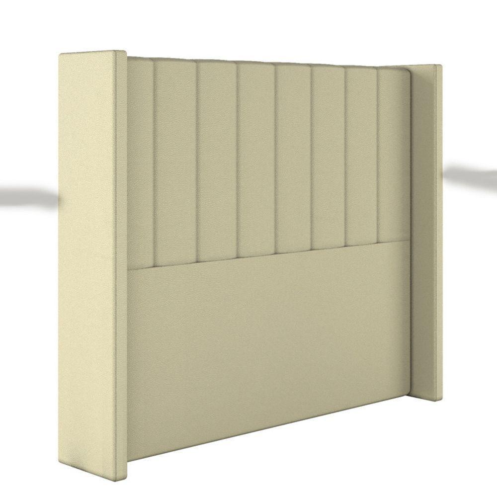 Cabeceira Estofada King 195 Cm Turquesa Corino Bege - 1