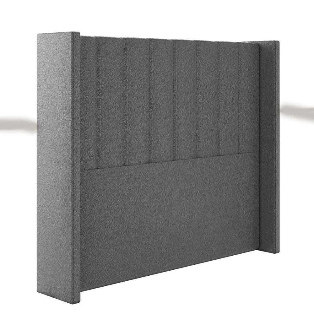 Cabeceira Estofada Queen 160 Cm Turquesa Corino Preto - 1