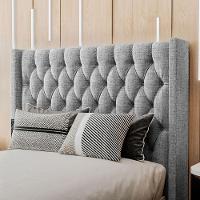 Cabeceira Estofada Queen 160 Cm Pérola Linho Cinza - 1