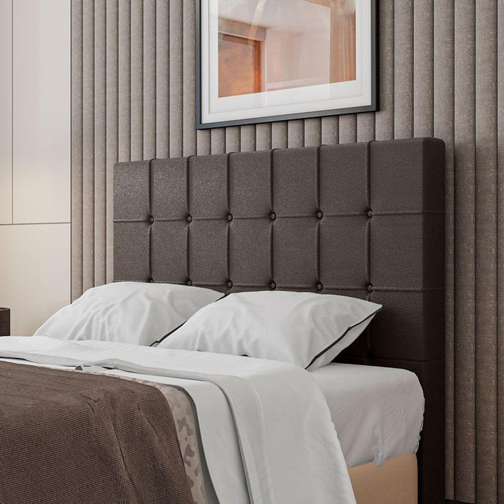 Cabeceira Estofada Queen 160 Cm Turmalina Corino Marrom - 1