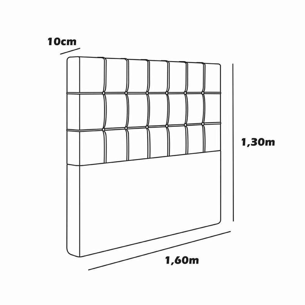 Cabeceira Estofada Queen 160 Cm Turmalina Corino Marrom - 3