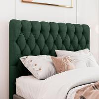 Cabeceira Estofada Queen 160 Cm Topázio Veludo Verde - 1