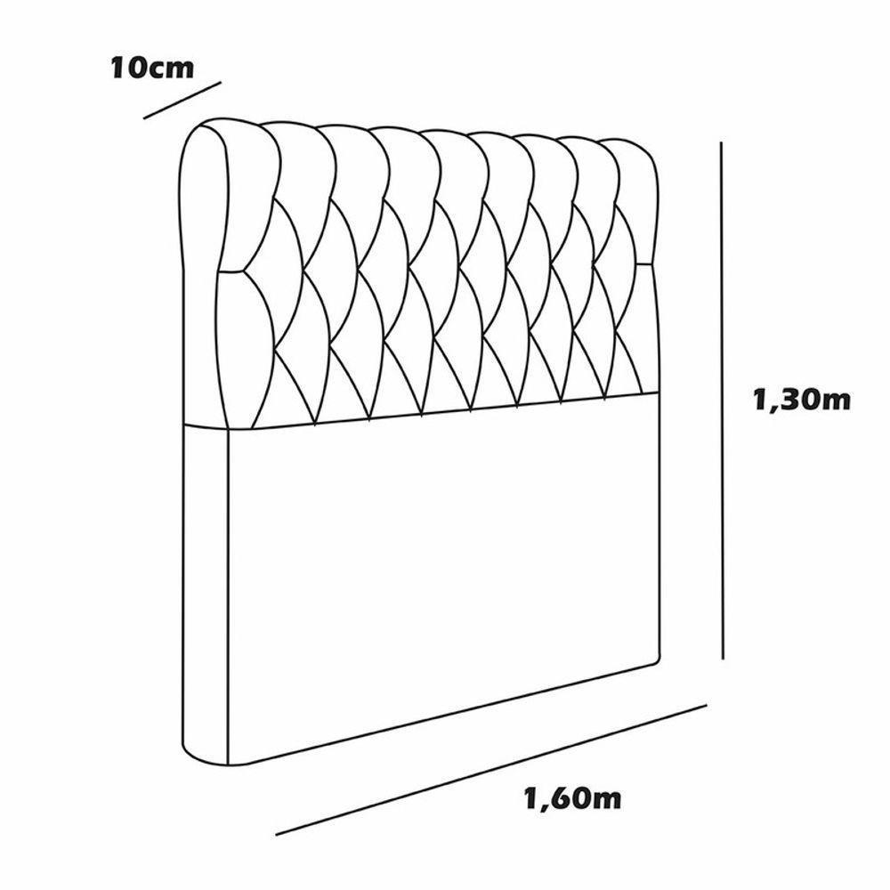 Cabeceira Estofada Queen 160 Cm Topázio Veludo Cinza - 3