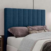 Cabeceira Estofada Queen 160 Cm Esmeralda Veludo Azul Marinho - 1