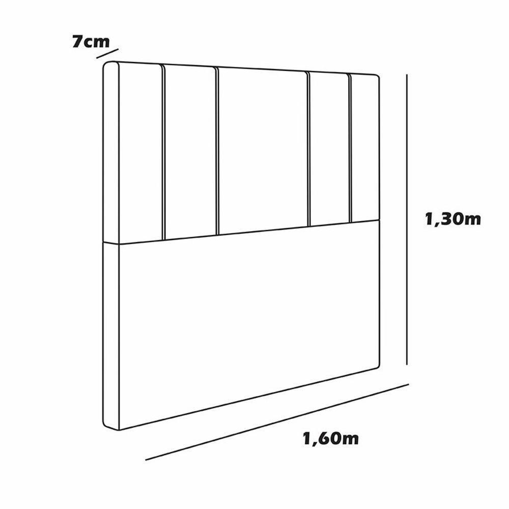 Cabeceira Estofada Queen 160 Cm Rubi Corino Marrom - 3