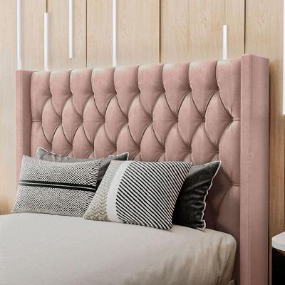 Cabeceira Estofada Queen 160 Cm Pérola Veludo Rose