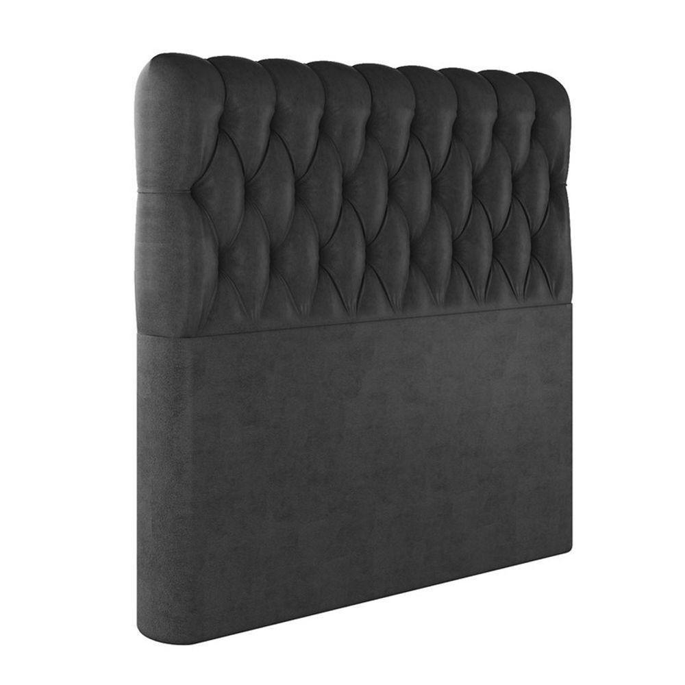 Cabeceira Estofada King 195 Cm Topázio Veludo Preto - 2
