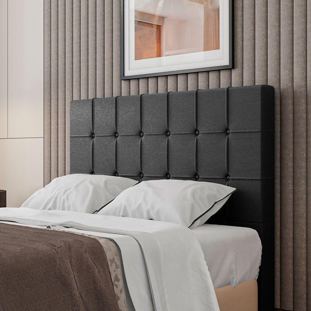 Cabeceira Estofada King 195 Cm Turmalina Corino Preto - 1