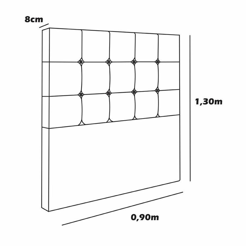 Cabeceira Estofada Solteiro 90 Cm Safira Corino Bege - 3