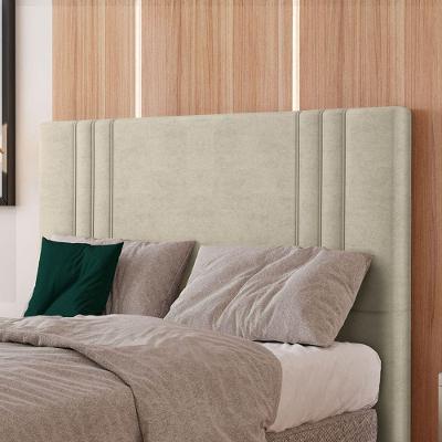 Cabeceira Estofada Queen 160 Cm Diamante Veludo Bege