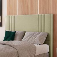Cabeceira Estofada Queen 160 Cm Diamante Corino Bege - 1
