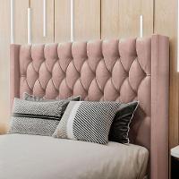 Cabeceira Estofada King 195 Cm Pérola Veludo Rose - 1