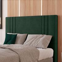 Cabeceira Estofada Queen 160 Cm Diamante Veludo Verde - 1