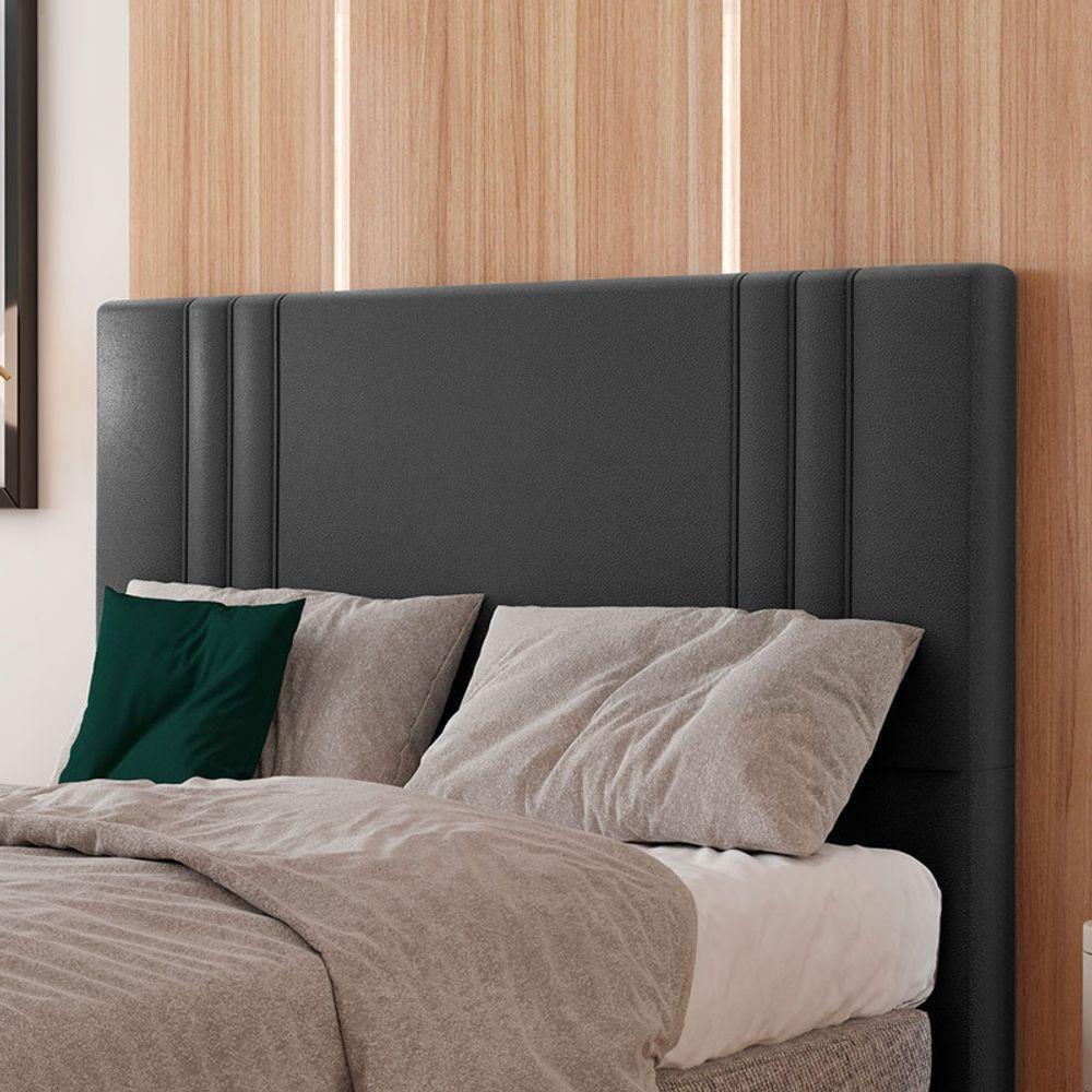 Cabeceira Estofada Queen 160 Cm Diamante Corino Preto - 1