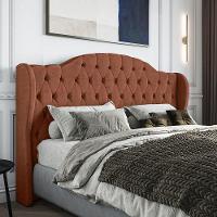 Cabeceira Estofada King 195 Cm Cristal Veludo Terracota - 1