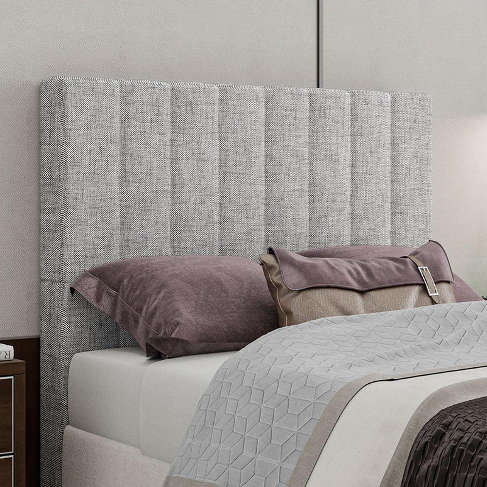 Cabeceira Estofada Solteiro 90 Cm Esmeralda Linho Cinza - 1