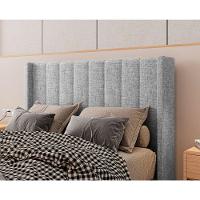 Cabeceira Estofada King 195 Cm Turquesa Linho Cinza - 2