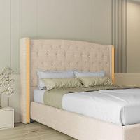 Cabeceira Estofada King 195 Cm Zirconio Linho Bege - 1