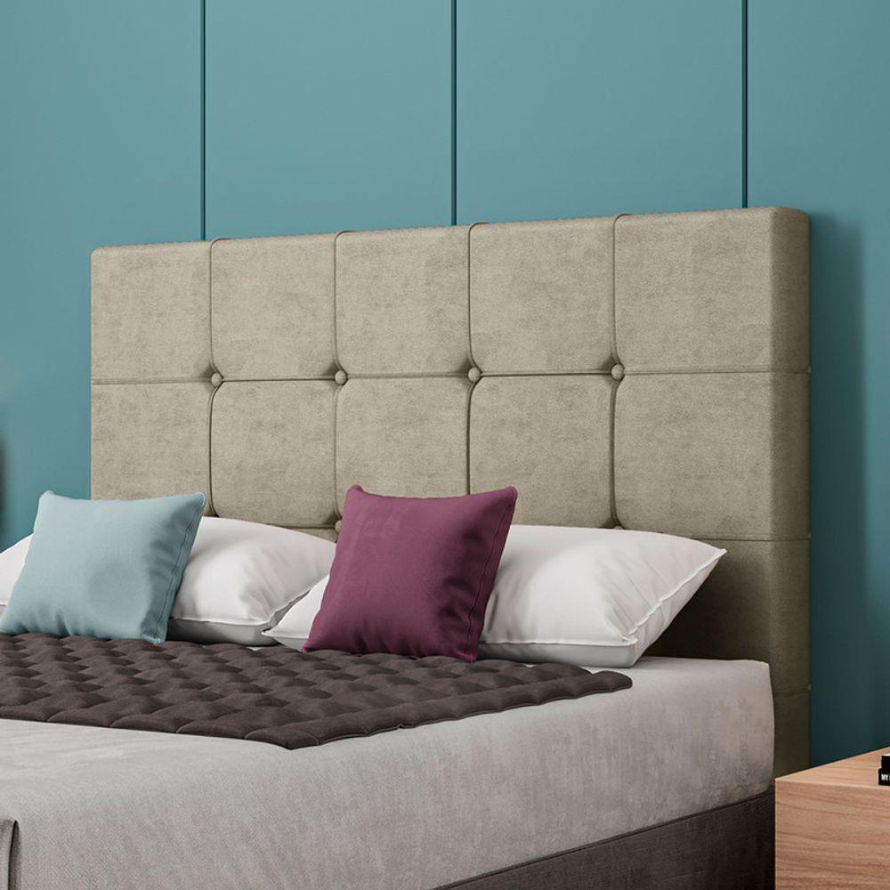 Cabeceira Estofada Solteiro 90 Cm Safira Veludo Bege - 2
