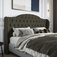 Cabeceira Estofada King 195 Cm Cristal Veludo Marrom - 1