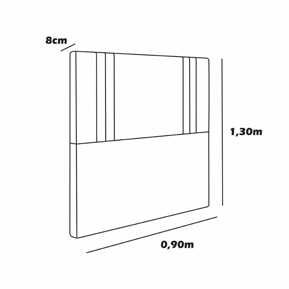 Cabeceira Estofada Solteiro 90 Cm Diamante Corino Branco - 3