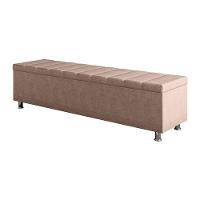 Calçadeira Baú Recamier Estofado Queen 160 Cm ônix Veludo Rose - 2
