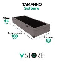 Cama Box Baú Solteiro Cinza V-store 88x188x44 - 3