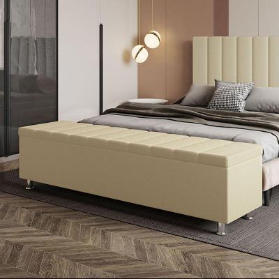 Calçadeira Baú Recamier Estofado Queen 160 Cm ônix Linho Creme