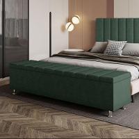 Calçadeira Baú Recamier Estofado King 195 Cm ônix Veludo Verde - 1