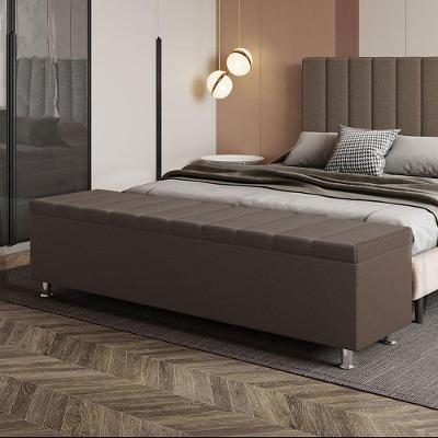 Calçadeira Baú Recamier Estofado King 195 Cm ônix Corino Marrom