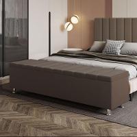 Calçadeira Baú Recamier Estofado King 195 Cm ônix Corino Marrom - 1