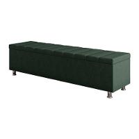 Calçadeira Baú Recamier Estofado Queen 160 Cm ônix Veludo Verde - 2