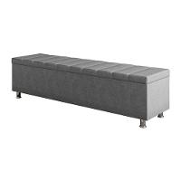 Calçadeira Baú Recamier Estofado Queen 160 Cm ônix Veludo Cinza - 2