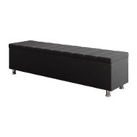 Calçadeira Baú Recamier Estofado Queen 160 Cm ônix Corino Preto - 2
