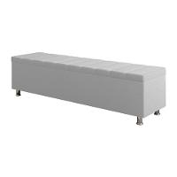 Calçadeira Baú Recamier Estofado Queen 160 Cm ônix Corino Branco - 2