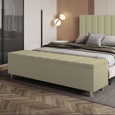 Calçadeira Baú Recamier Estofado Queen 160 Cm ônix Corino Bege