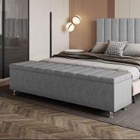 Calçadeira Baú Recamier Estofado King 195 Cm ônix Veludo Cinza - 1