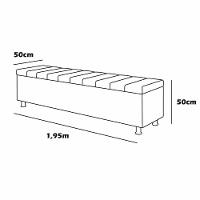 Calçadeira Baú Recamier Estofado King 195 Cm ônix Veludo Cinza - 3