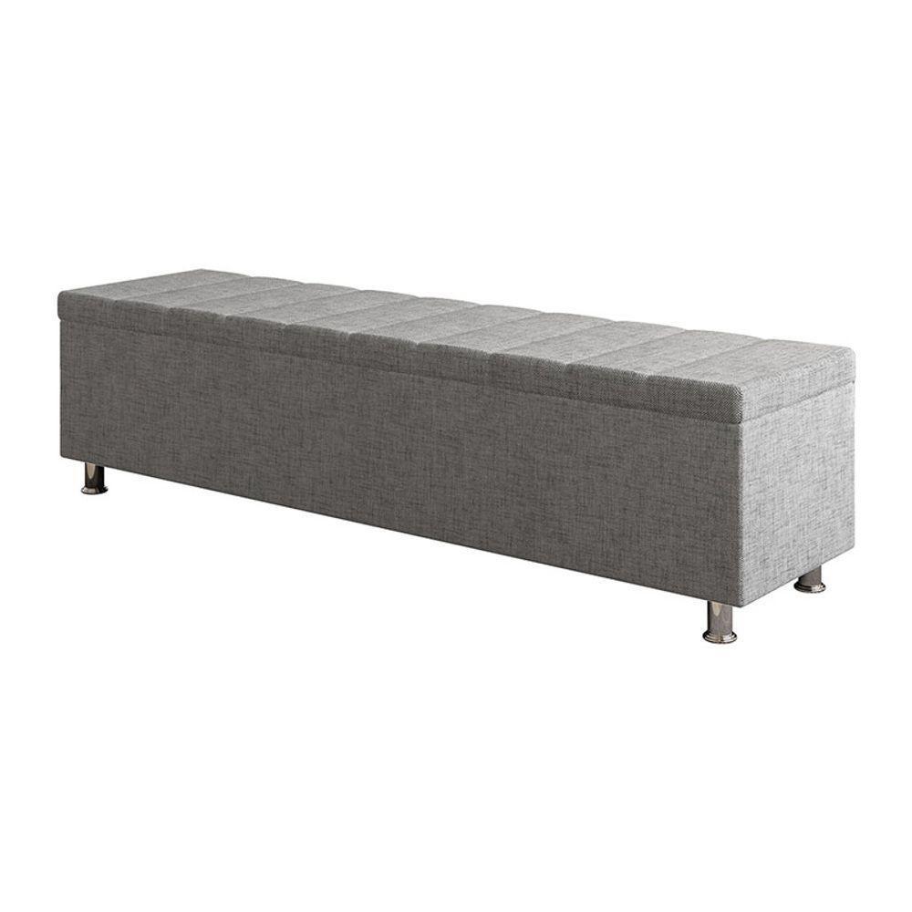 Calçadeira Baú Recamier Estofado King 195 Cm ônix Linho Cinza - 2
